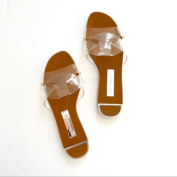 zara clear flat sandals